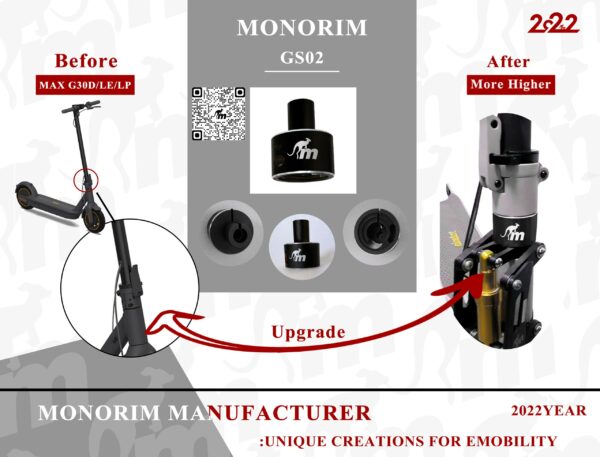 Monorim kormány magasító adapter Segway-Ninebot széria fekete